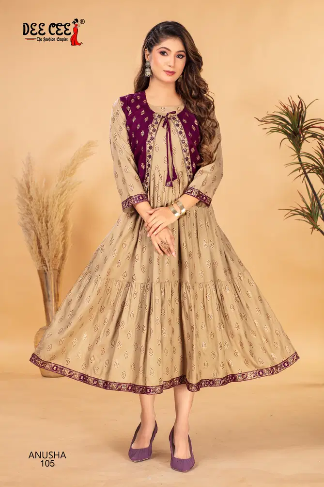 Anusha By Deecee Fancy Printed Rayon Anarkali Kurtis Suppliers In Mumbai